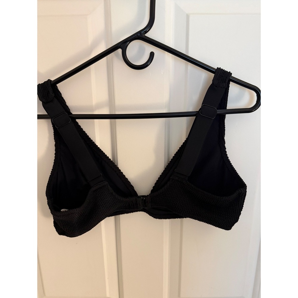 Good American Always Fits Textured Bikini Top Black XL Crinkle Swim